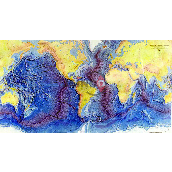 Ocean Floor Raised Relief Map
